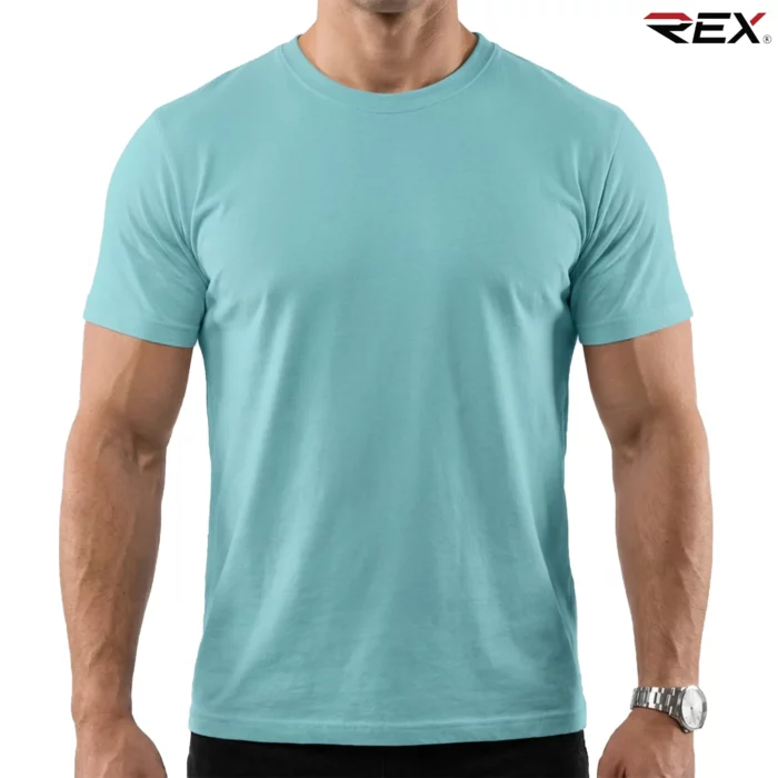 Sky Blue Men’s Crew Neck T Shirt - Image 2