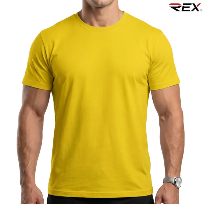Lemon Yellow Men’s Crew Neck T Shirt - Image 2