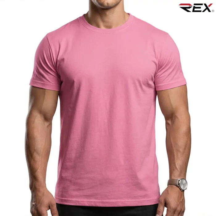 Light Pink Men’s Crew Neck T Shirt - Image 2