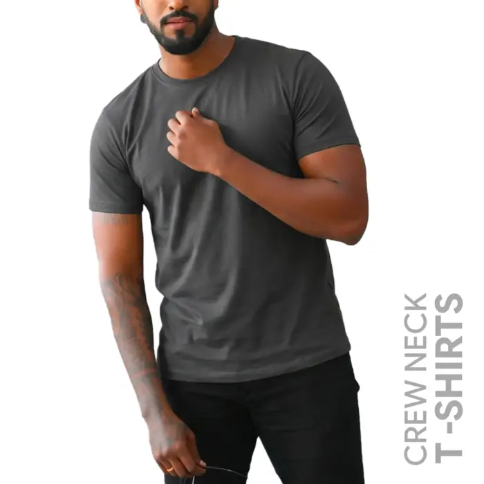 Dark Grey Men’s Crew Neck T Shirt - Image 1