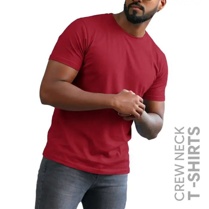 11 Cherry Red Men’s Crew Neck T Shirt - Image 1