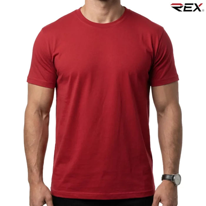 Cherry Red Men’s Crew Neck T Shirt - Image 2