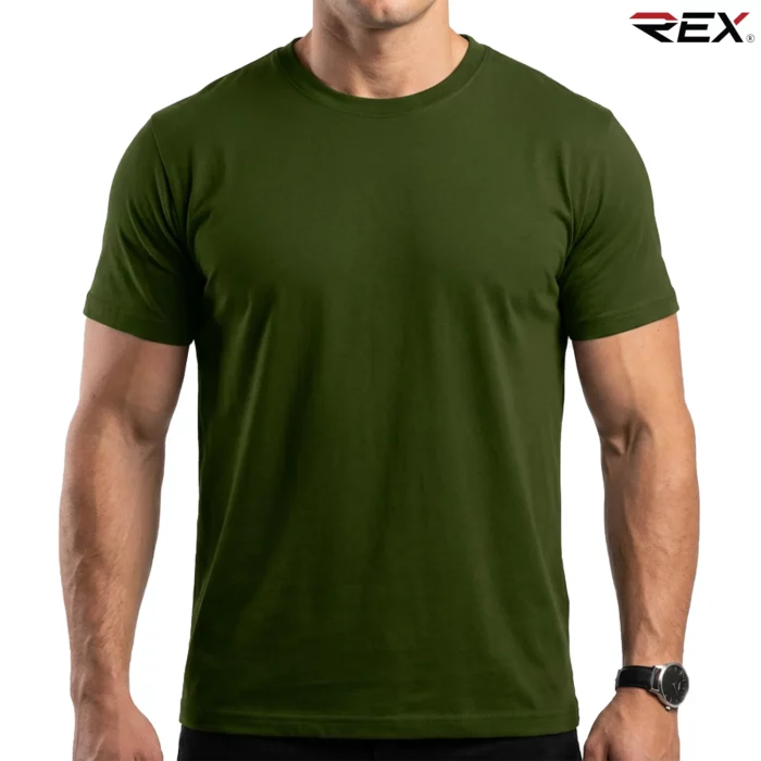 Army Green Men’s Crew Neck T Shirt - Image 2