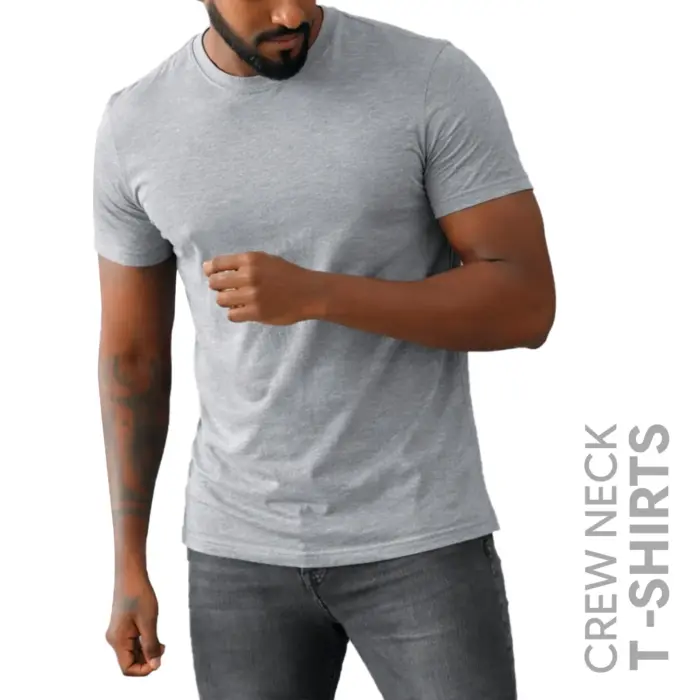 Light Grey Men’s Crew Neck T Shirt - Image 1