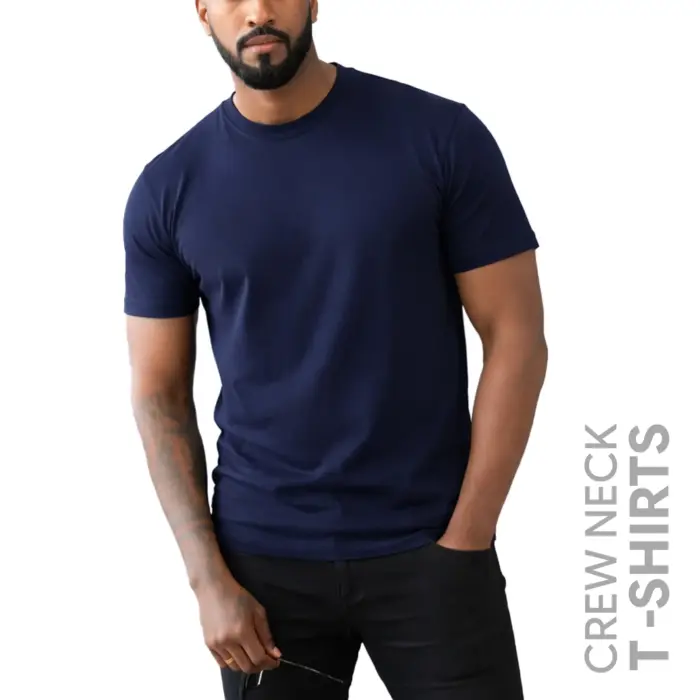 Navy Blue Men’s Crew Neck T Shirt - Image 1