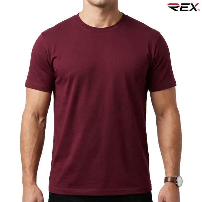 Maroon Men’s Crew Neck T Shirt - Image 2