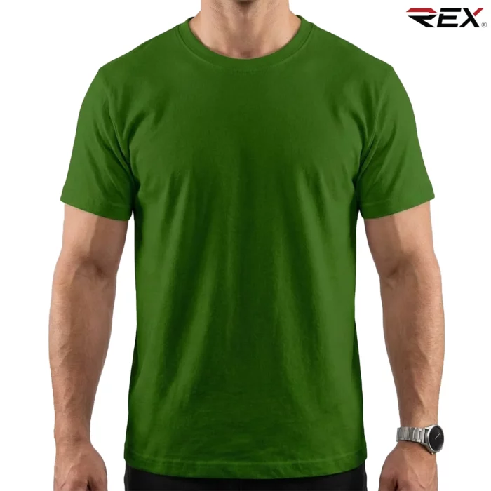 Olive Green Men’s Crew Neck T Shirt - Image 2