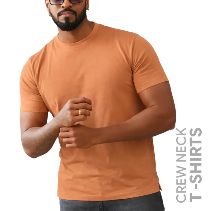 Peach Men’s Crew Neck T Shirt - Image 1