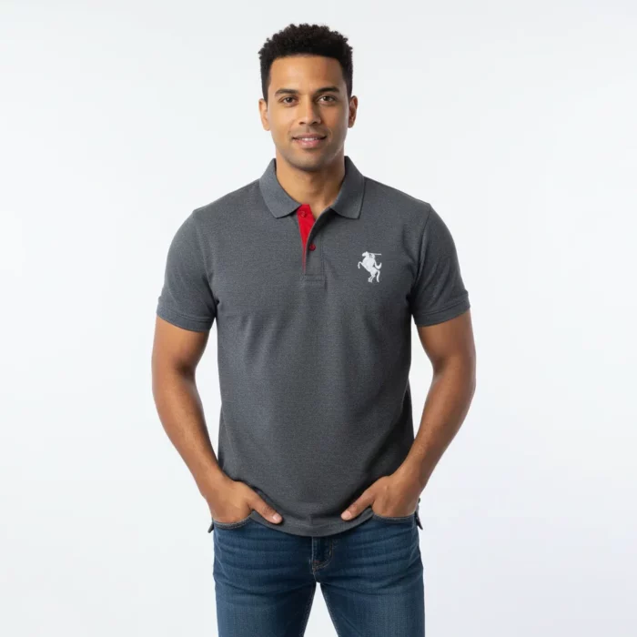 Firefly_Gemini Flash_Ultra-realistic studio fashion photoshoot of a Sri Lankan male model, athletic build, 582626 Gents Premium Polo Tshirt - Image 1