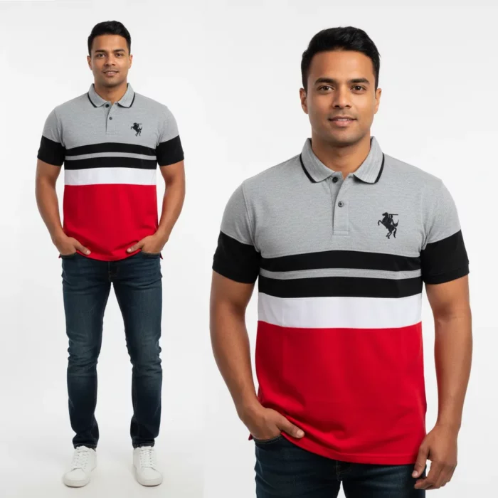 Firefly_Gemini Flash_Ultra-realistic studio fashion photoshoot of a Sri Lankan male model, athletic build, 660037 Gents Premium Polo Tshirt - Image 1